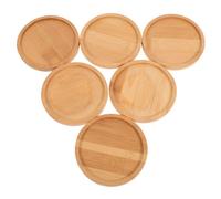 OUNONA 6Pcs Round DIY Mosaic Bamboo Coasters Blank 4.5 Inch Cup Mats for Crafts Succulent Planter Drainage Tray Home Tabletop