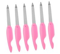 OUNONA 6Pcs Small Portable Folding Nail Files for Manicure and Pedicure Double-Sided Reusable Metal Nail Buffers in Pink