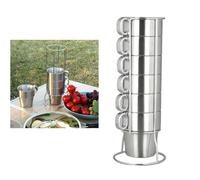 OUNONA 6pcs Stainless Steel Insulated Mugs Set with Reusable Reusable Handle, Double-Layer Thermal Picnic Cups for Beer, Coffee, Tea - Anti-Scald Outdoor Drinking Cups for Camping