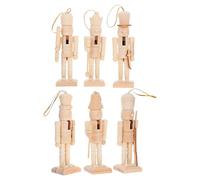 OUNONA 6pcs Unfinished Wooden Nutcracker Soldier Puppet 12.5cm