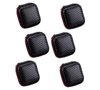 OUNONA 6pcs Waterproof Earphone Storage Bags and Charger Cable Organizer, Portable Data Cable Storage Pouch for Outdoor Travel, Black and Red Compact Carrying Case