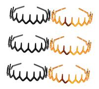 OUNONA 6pcs Wide Teeth Non-slip Headbands Pack for Women and Unisex, Wave Thin Hairbands Comb Teeth for Makeup, Exercise, and Daily Use, Black and Brown