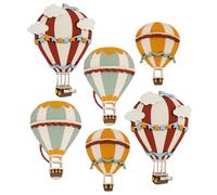 OUNONA 6pcs Wooden Hot Air Balloon Nursery Decorations, Hand Painted Rustic Wall Art for Room, Easy Installation Boho Wooden Wall Sculptures to Spark Creativity and Add Artistic Flair