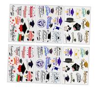 OUNONA 6sheets Graduation Theme Body Stickers for Men Women Easy Apply Remove Temporary with Caps Stars Diplomas Awards and Certificates for Celebrations and Gifts for for for