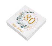 OUNONA 80pcs Eucalyptus Leaf Paper Napkins Disposable Greenery Design Soft for Birthday Table Decorations Outdoor Picnic Spring Summer Events