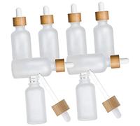 OUNONA 8Pcs Frosted Glass Dropper Bottles with Bamboo Wood Rings Essential Oil Containers for Accurate Dosage and Travel Aromatherapy Storage