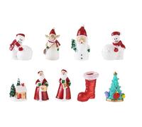OUNONA 9pcs Christmas Miniature Figurines, Mini Resin Figurines | Christmas Trees Snowman Santa Claus, Mini Christmas Ornaments for Winter Hloliday Village Home DIY