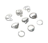 OUNONA 9pcs Vintage Alloy Animal Rings Set Open Finger Rings for Women Creative Peacock Design Durable Fashion Jewelry for Everyday Wear and Special Occasions