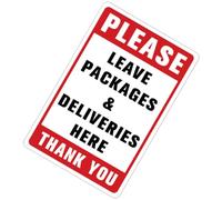 OUNONA Adhesive PVC Wall Sticker Package Here Decal Water-Resistant Sign for Outdoor Parcel Storage Easy to Apply Removable Large Notice Suitable for Home and Office