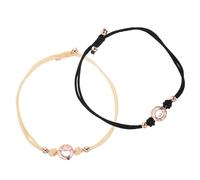 OUNONA Adjustable Couple Bracelets with Touch Connection Technology, Woven Alloy and Braided Rope, 1 Pair Matching Wristbands for Boyfriend and Girlfriend, for Long Distance Relationships