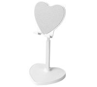 OUNONA Adjustable Desktop Cell Phone Holder with Foldable Heart Shape Design, Stable Abs and Metal Material, Anti-slip Silicone Pad, for Social Media and Library Study Use