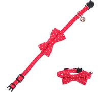 OUNONA Adjustable Male Dog Collar with Red Cotton Bow and Bell, Soft Comfortable Pet Bow Tie for Special Days and Pet Parties, Anti-lost Design with Adjustable Strap