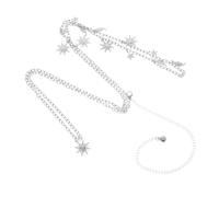 OUNONA Adjustable Metal Waist Chain Belt for Ladies with Moon and Star Design Lightweight Silver Body Chain with Sunflower Embellishment for Jeans Dresses and Daily Wear