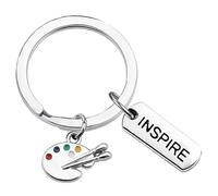 OUNONA Art Design Metal Keychain Palette-shaped Key Ring Pendant for Painters and Art Students Decorative Drawing Pen Charm Accessory