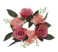 OUNONA Artificial Candle Wreath 7.87 Inch Rose Floral Ring Table Decoration for Party Wedding and Holiday Centrepiece