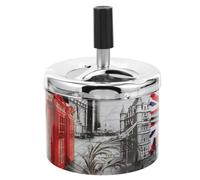 OUNONA Ash Can with Lid Metal Ashtray for Desktop Lightweight and Firm Stable Silver Spinning Ashtray with Unique Chic Style, Simple Decorative Design for Home or Office Use