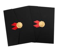 OUNONA Award Certificate Cover with Three-fold Design 2pcs Stylish Black Paperboard for Presenting Certificates and Protecting Documents, Graduation Gifts for Office and Home Use