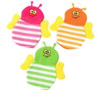 OUNONA Bath Mitts and Washcloths for, Soft Polyester and Cotton Material, 3Pcs Set, Cartoon Animal Design for Bathing and ’ Bath Time