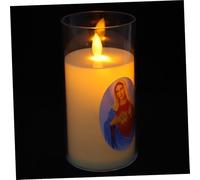 OUNONA Battery Operated LED Prayer Candle Light with Assorted Colours, Smoke-Free Plastic Decorative Candle for Catholic Theme Events and Home Atmosphere