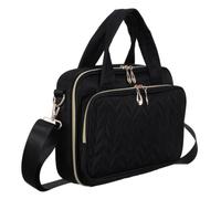 OUNONA Black Book Cover with Handle and Shoulder Strap, Scratch Resistant Polyester Book Protector with Zippered Pocket and Multiple Storage, Portable Bible Book Sleeve for Women