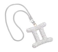 OUNONA Bling Rhinestone Gemini Zodiac Sign Pendant Charm for Car Rearview Mirror Crystal Horoscope Hanging Decoration Fit Car Interior Ornament with Sparkling Finish