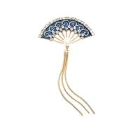 OUNONA Blue Fan Shape Enamel Brooch Diamond Accents, Alloy Material Decorative Accessory for Women, for Party Or Game Prizes, Simple and Fashionable Design Lasting Luster