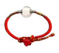 OUNONA Bracelet Zodiac Glass Red Women for Bead Rope Adjustable with Pendant, Hand-woven Chic Design, Non-irritating Material New Year Protection Gift