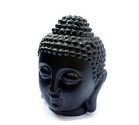 OUNONA Buddha Head Figurine Black Ceramic Candle Aroma Lamp Aromatherapy Wax Melt Burner Essential Oil Furnace Handmade Buddha Statue Home Decor for Yoga Meditation Room 10x14cm Lotus Pond