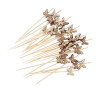 OUNONA Butterfly Cocktail Sticks Wooden Fruit Picks Snack Sticks for Party Decorations