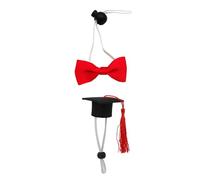 OUNONA Caps 2pcs with Adjustable Cloth Felt Buckle Set Bow-tie Graduation Season and Small Costume Accessories for like Pet Dog Animals Rats and Hamsters