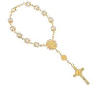 OUNONA Car Rosary Pendant with Cross Imitation Beads Hanging Decoration for Rear View Mirror Aluminium Alloy 7.1 x 3.5 Inch Car Interior for Men and Women