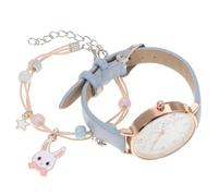 OUNONA Cartoon Rabbit Pattern Wrist Watch and Bracelet for Girls, Decorative Pu Leather Strap Watch with Accurate Time Function, Adorable Fashion Accessory for Children and Boys