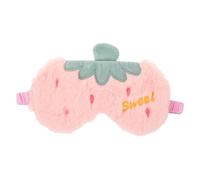 OUNONA Cartoon Strawberry Plush Eye Mask with Faux Rabbit, Cute Sleep, Comfortable Eye Cover for Travel, Nap Time and Long Flights, Pink