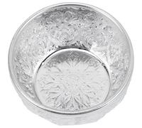 OUNONA Carving Pattern Metal Salad Bowl for Restaurant Food Serving | Lightweight Sturdy Silver Finish, Reusable for Salons and Bathrooms, Multi Use Design, Kitchen Supply