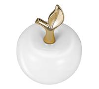 OUNONA Ceramic Apple Ornament Large White with Gold Leaf Christmas Decor Tabletop Sculpture Lifelike Simulation Apple Decoration for Home Office Party