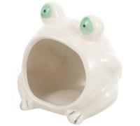 OUNONA Ceramic Hamster Nest in Frog Shape Cooling Pet House for Small Pets, Safe and Comfortable Sleeping Hideout for Summer Use
