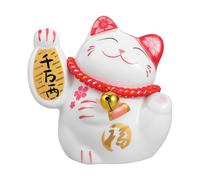 OUNONA Ceramic Maneki Neko Coin Bank White Feng Shui Fortune Cat Figurine for Home Decor and Office Use Sturdy Ceramic Construction Opening Prosperity and Luck