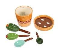 OUNONA Ceramic Measuring Spoons Set with Base, Cactus Shaped 4 Graduated Measuring Spoons for Milk Powder, Tea, Baking Dry and Wet Ingredients