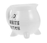 OUNONA Ceramic Witch Cauldron Coffee Mug Porcelain Teacup for Hot Beverages White Smooth Surface Easy Clean
