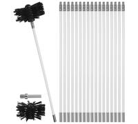 OUNONA Chimney Sweep Kit with 18 Flexible Nylon Rods and 2 Brush Heads Pipe Cleaning Brush Set for Fireplace Flue Vent and Drain Cleaning Tools