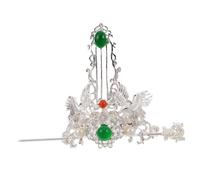 OUNONA Chinese Hanfu Hairpin with Crane Motif Vintage Asian Headpiece for Women and Elegant Floral Pearl Hair Stick for Long Bun Updo Cosplay and Wedding Hair Accessory