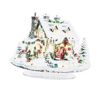 OUNONA Christmas Centerpiece Acrylic Miniature Snow Village House with Snowman and Christmas Tree Lifelike Winter Wonderland Ornament for Tabletop Bonsai Terrarium and Holiday Decor