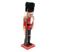 OUNONA Christmas Nutcracker Wooden Ornament Premium Wood Material Festive Tabletop Decor Creative Classic Red Blue Design for Holiday Home Decoration