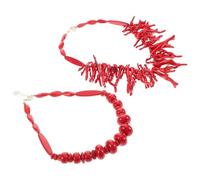 OUNONA Coral Bead Choker Necklace for Women Bohemian Beach Jewelry Vibrant Coral Red Accessories for Parties Dates Travel Unique Style Statement Necklace
