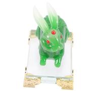 OUNONA Creative Green Jade Rabbit Figurine Tabletop Bunny Decoration for Year Fine Workmanship Decorative Rabbit Statue with Vivid Design Unique Car and Desktop Adornment