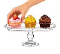 OUNONA Crystal Glass Fruit Plate Multipurpose Serving Tray with High Base Design, Modern Snack and Dessert Plate Suitable for Buffet and Housewarming, Practical Afternoon Tea Storage