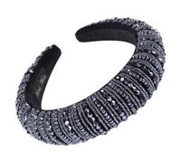 OUNONA Crystal Headband Hair Accessories for Women Delicate Beaded Wedding Hair Hoop Stylish Broadside Clasp Glitter Band for School and Festival Occasions Dark