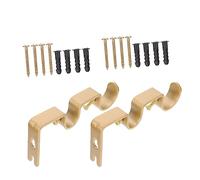OUNONA Curtain Rod Brackets Double Rod Holders, Sturdy Curtain Pole Wall Brackets for Bathroom and Hallway, 2 Sets Warm Gold Random Color