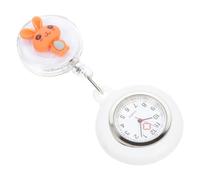 OUNONA Cute Rabbit Designed Silicone and Alloy Material Pocket Watch with Easy to Wear Convenient to Retract Clip-on Fob Watch for Nurses for Work the Hospital