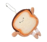 OUNONA Cute Toast Coin Purse Mini Zipper Wallet with Hanging Chain, Creative Bread Bag Pendant Earphone Organizer Pouch for Girls, Small Cable Storage and Coin Pouch for Travel